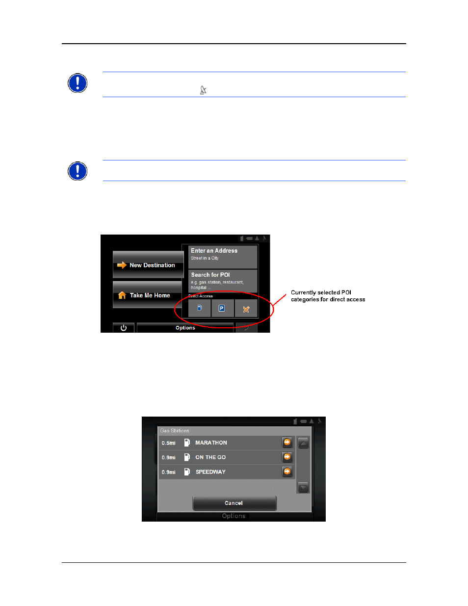 Selecting a direct access poi | Navigon 7200T User Manual | Page 83 / 176