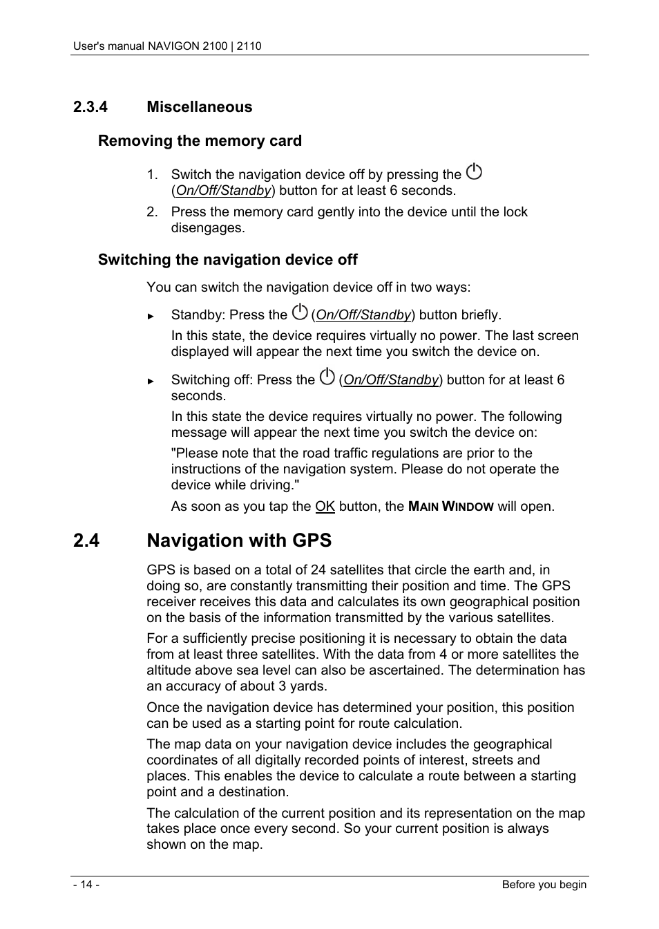 4 miscellaneous, 4 navigation with gps, Miscellaneous | Navigon PNA 2110 User Manual | Page 14 / 54