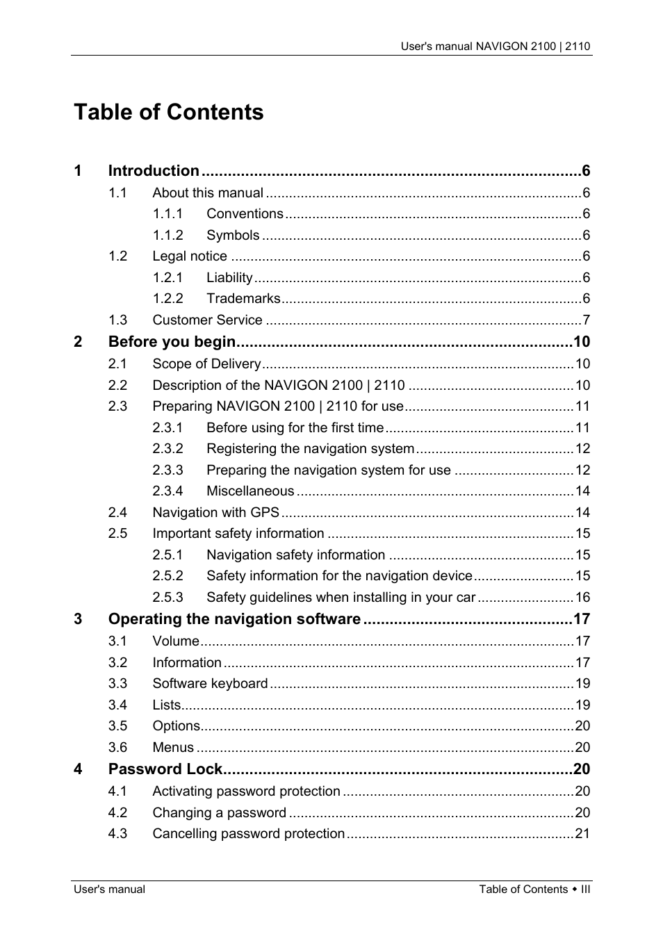 Navigon PNA 2110 User Manual | Page 3 / 54