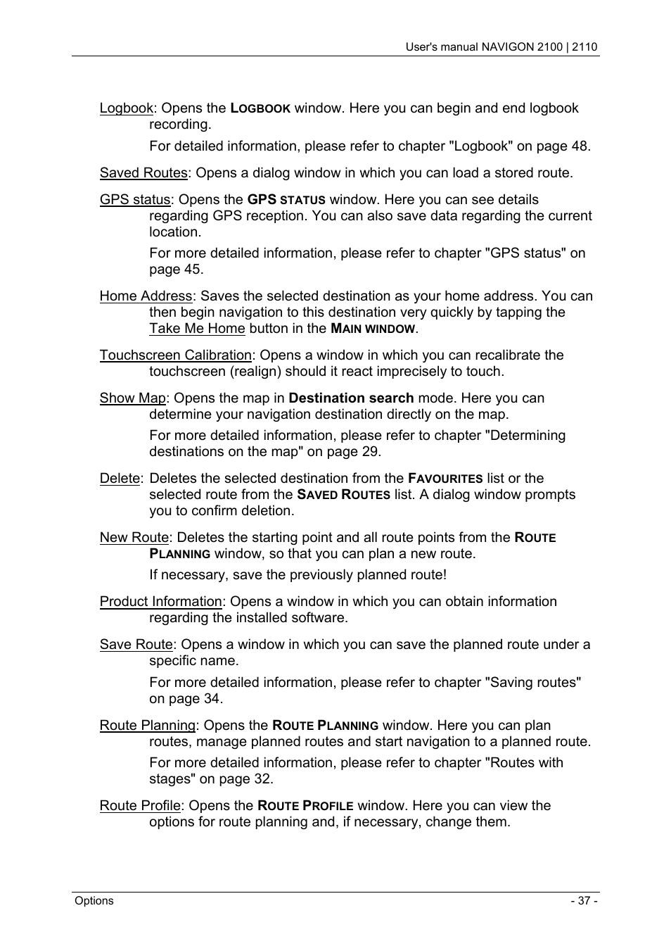 Navigation, Calculating and displaying routes, Simulating routes | Starting navigation | Navigon PNA 2110 User Manual | Page 37 / 54