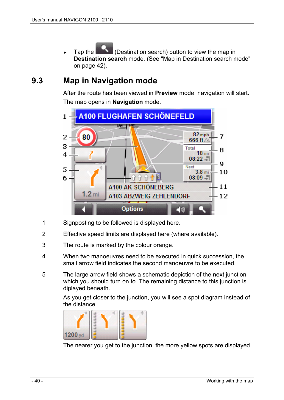 3 map in navigation mode | Navigon PNA 2110 User Manual | Page 40 / 54