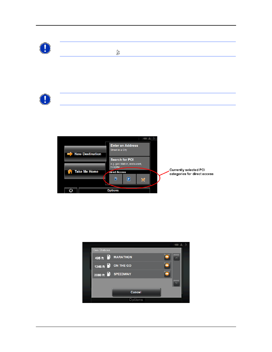 Selecting a direct access poi | Navigon PNA 2100 max User Manual | Page 69 / 144