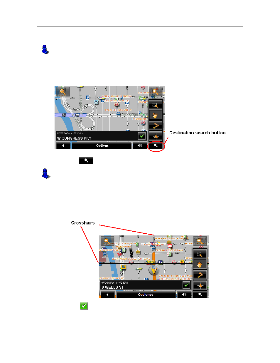 Selecting a destination by tapping the map | Navigon PNA 2100 max User Manual | Page 75 / 144