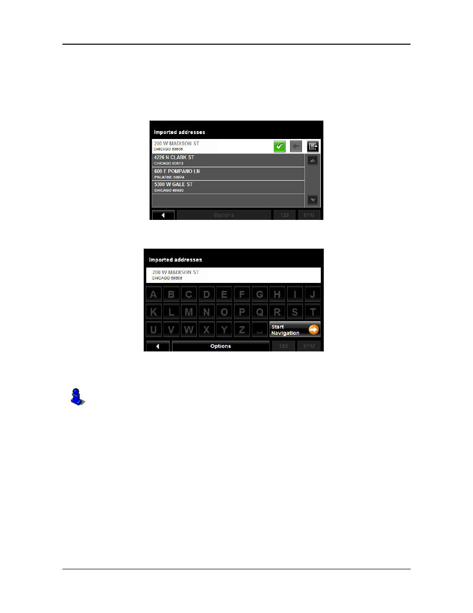 Selecting a destination imported from outlook | Navigon PNA 2100 max User Manual | Page 95 / 144