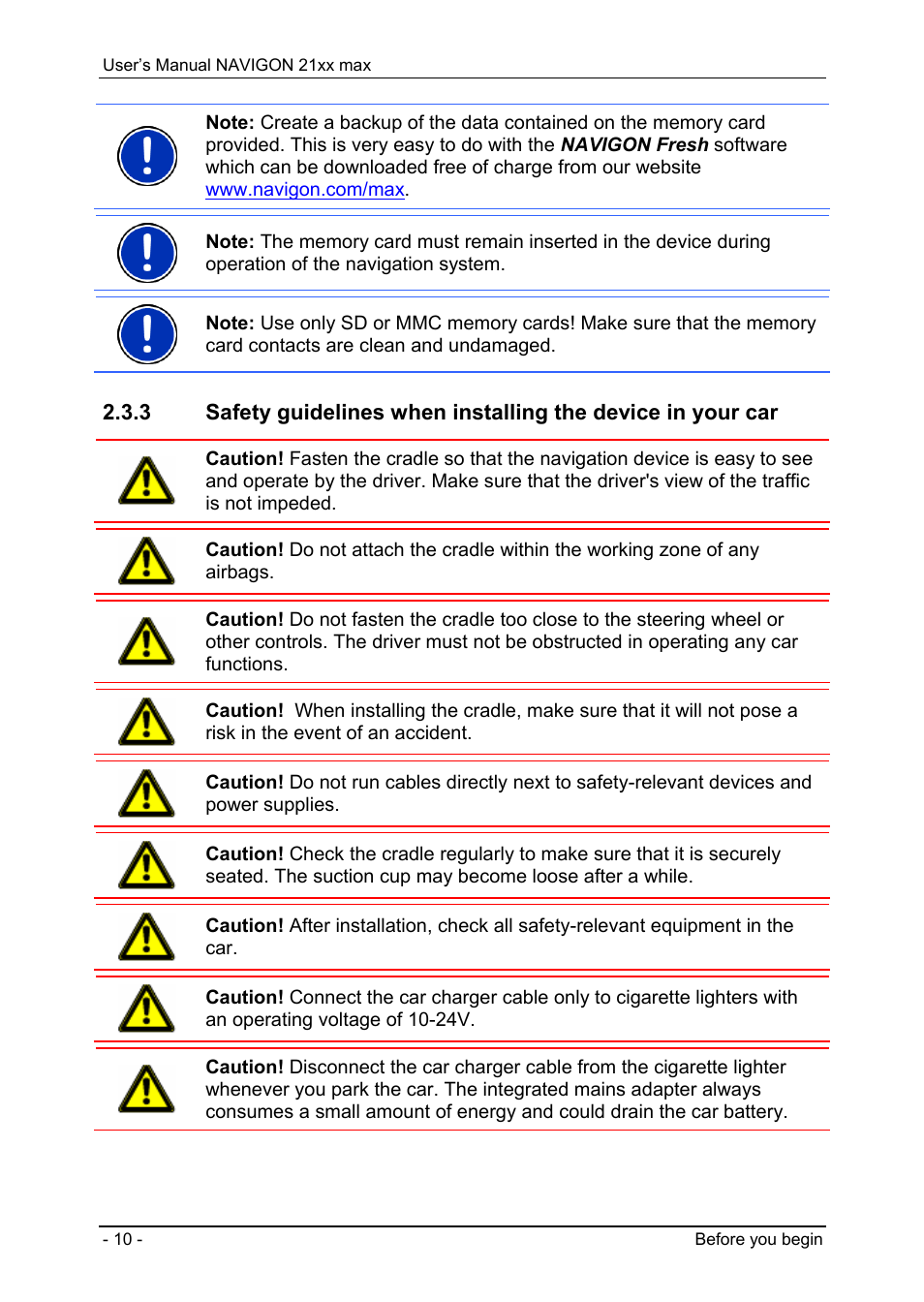 Navigon 21xx max User Manual | Page 10 / 66