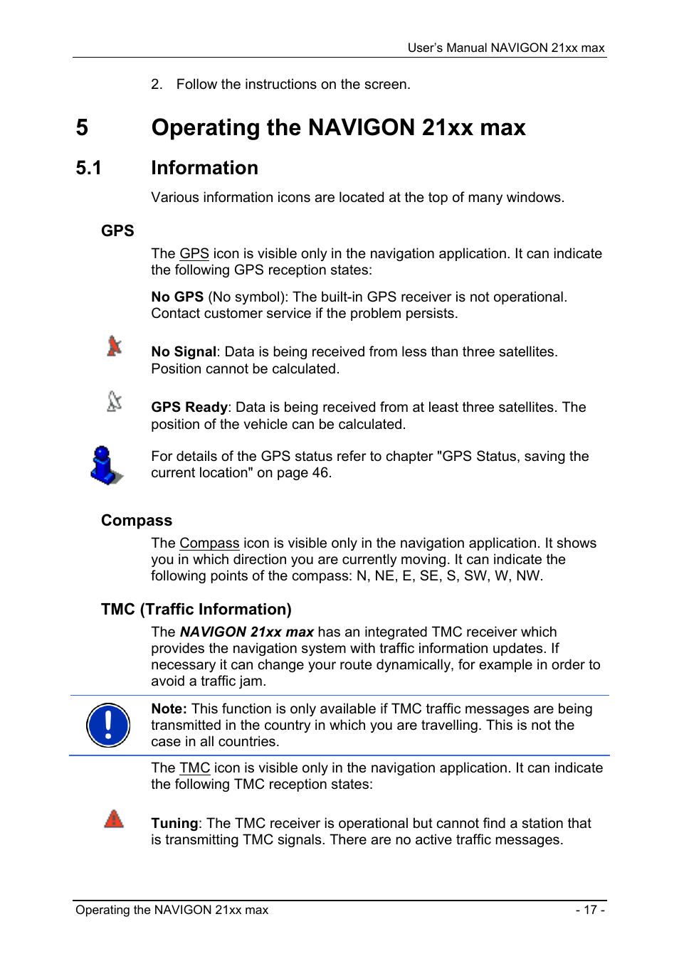 5 operating the navigon 21xx max, 1 information, Cancelling password protection | Forgotten your password, Operating the navigon 21xx max, Information, 5operating the navigon 21xx max | Navigon 21xx max User Manual | Page 17 / 66