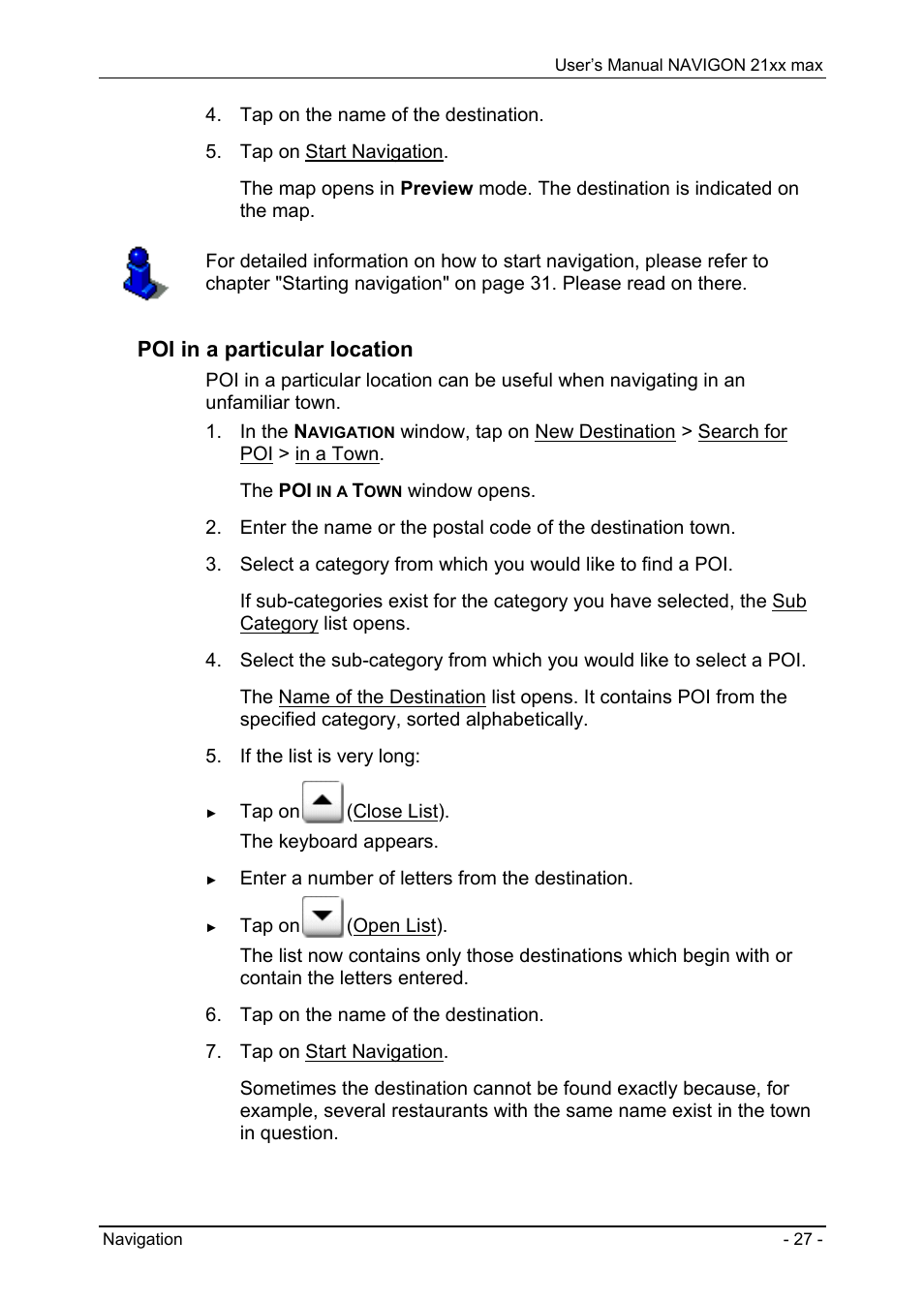 Poi in a particular location | Navigon 21xx max User Manual | Page 27 / 66