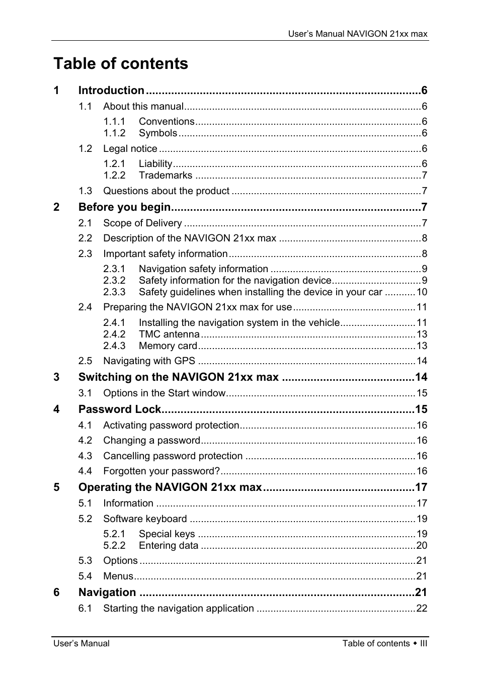 Navigon 21xx max User Manual | Page 3 / 66
