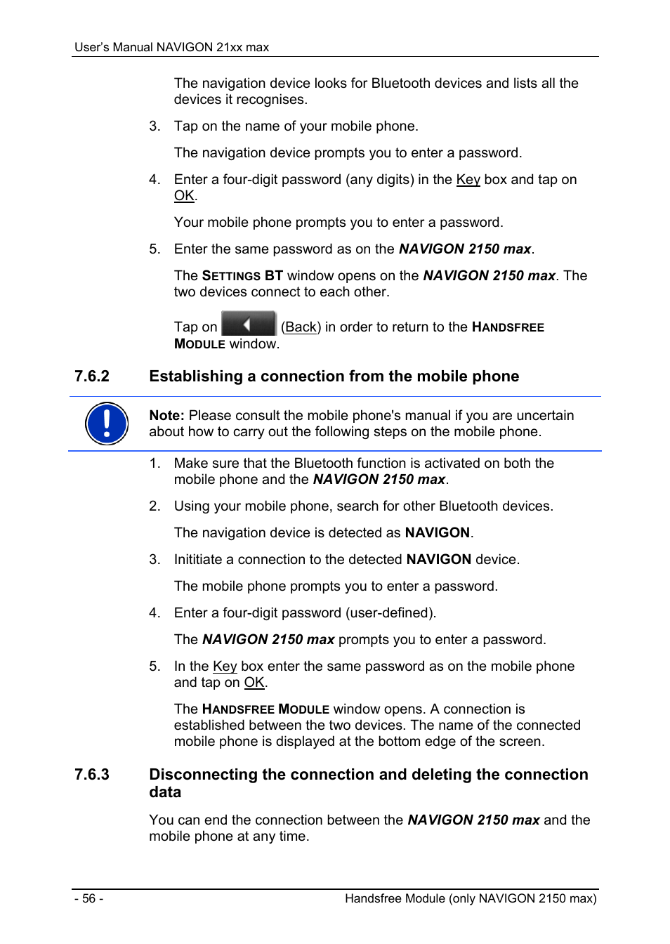 2 establishing a connection from the mobile phone, Transferring a call from your mobile telephone, During a call | Entering numbers | Navigon 21xx max User Manual | Page 56 / 66