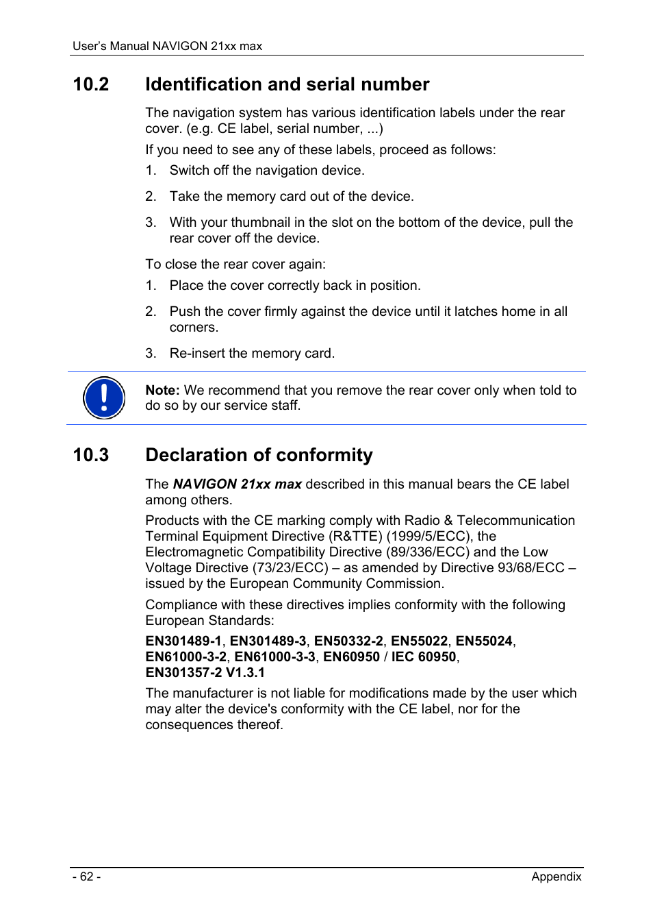 2 identification and serial number, 3 declaration of conformity, Operating the picture viewer | Play-back mode | Navigon 21xx max User Manual | Page 62 / 66