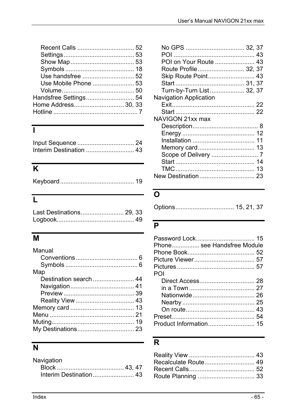 Appendix, Technical data | Navigon 21xx max User Manual | Page 65 / 66