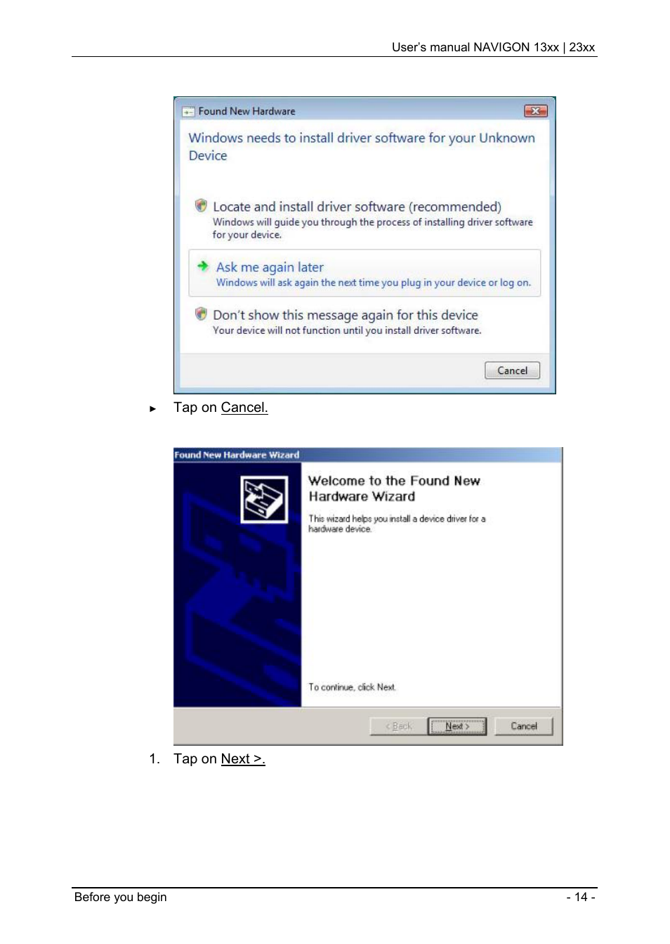 Navigon 13xx User Manual | Page 14 / 67