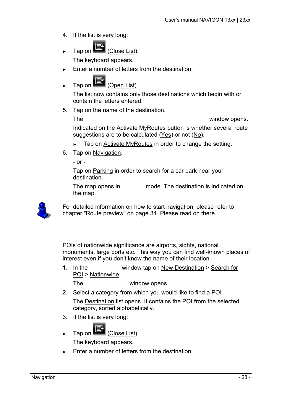 Poi of nationwide significance | Navigon 13xx User Manual | Page 28 / 67