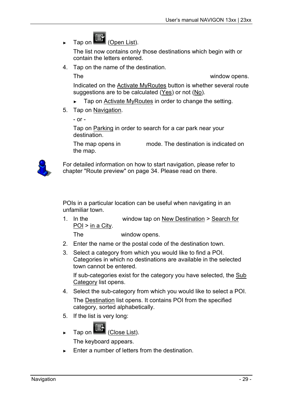 Poi in a particular location | Navigon 13xx User Manual | Page 29 / 67