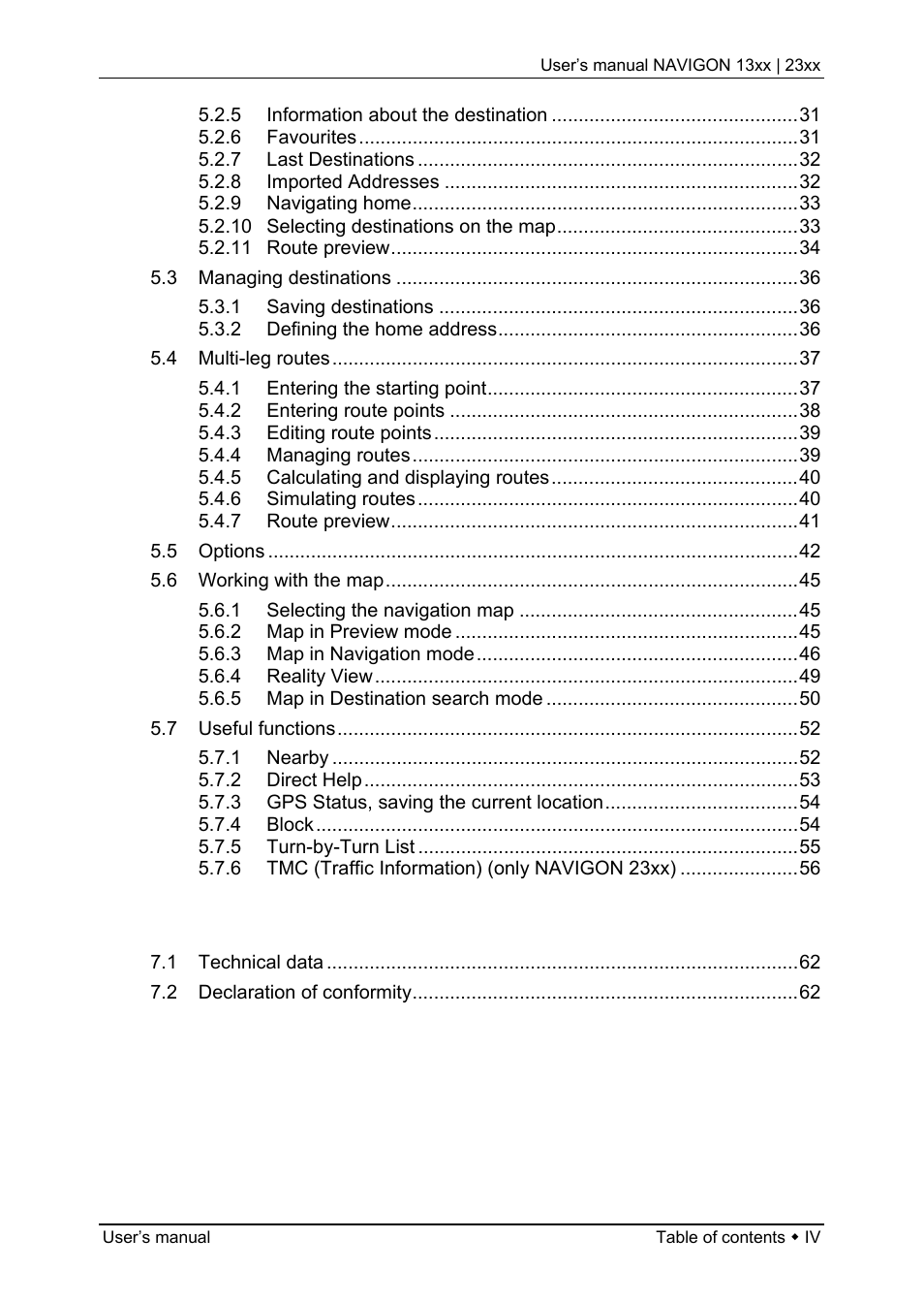 Navigon 13xx User Manual | Page 4 / 67