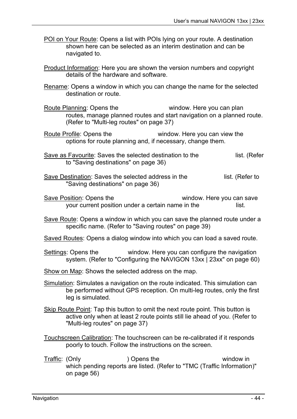 Navigon 13xx User Manual | Page 44 / 67