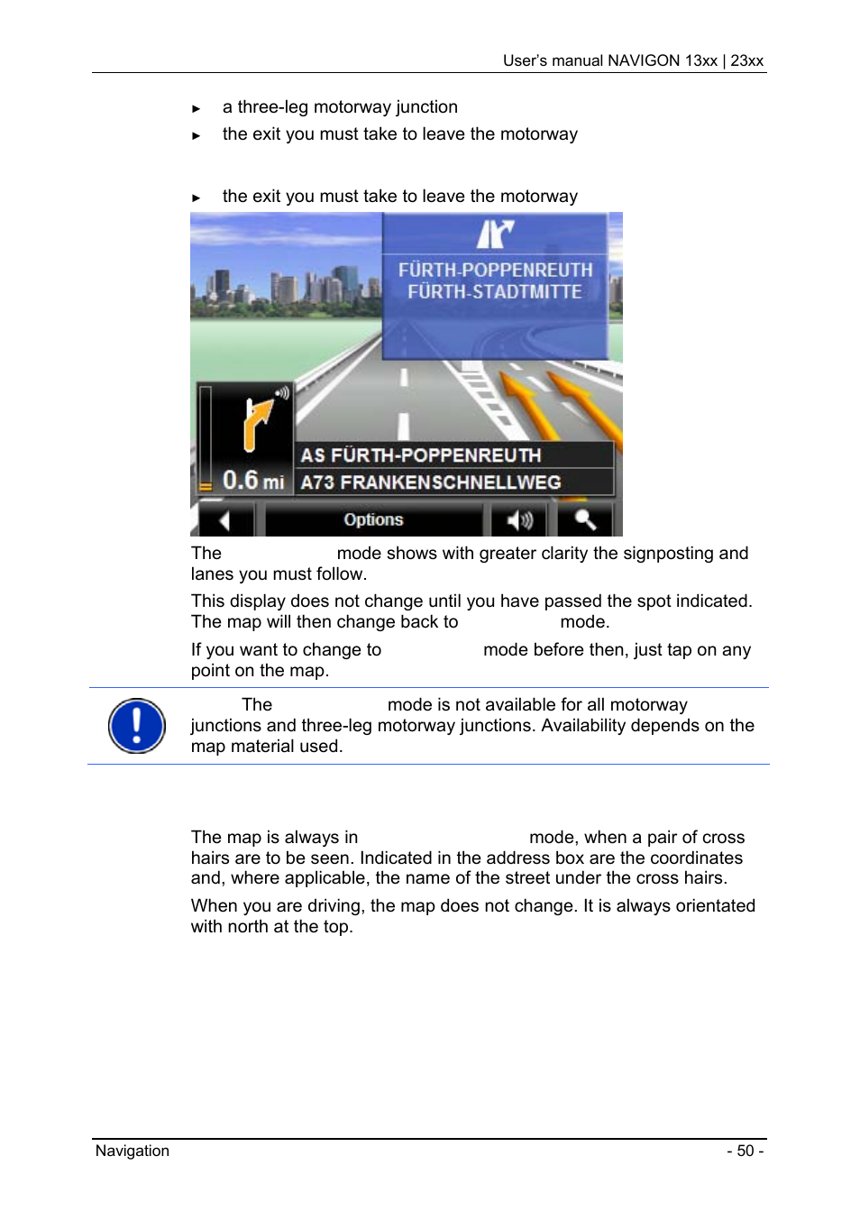 5 map in destination search mode, Map in destination search mode, To "map in destination search | Mode” pag | Navigon 13xx User Manual | Page 50 / 67