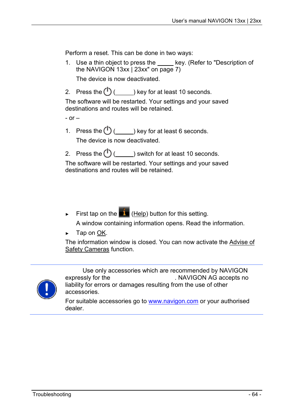 Navigon 13xx User Manual | Page 64 / 67