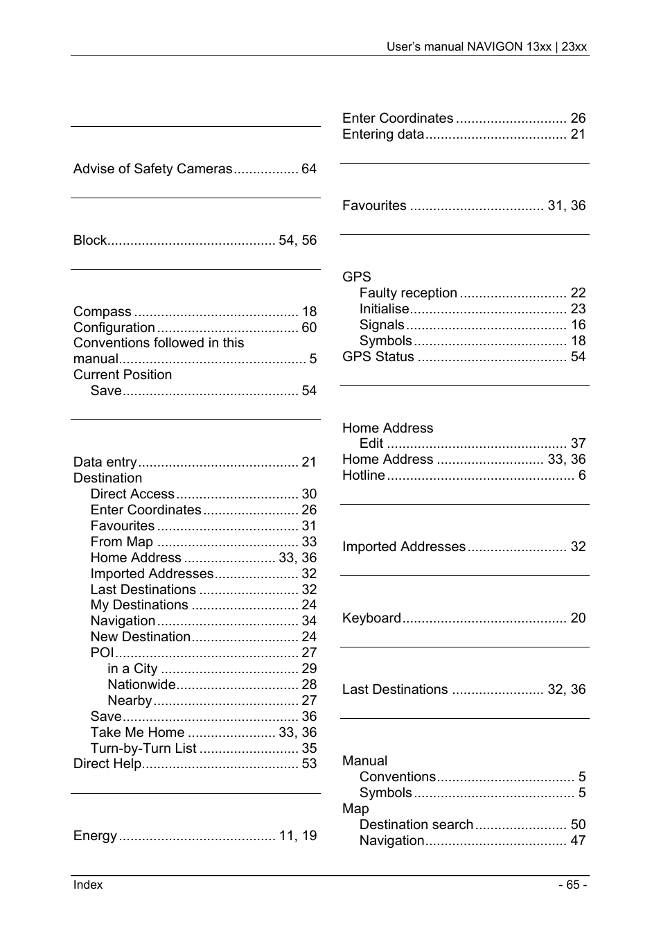 9 index, Index, 9index | Navigon 13xx User Manual | Page 65 / 67