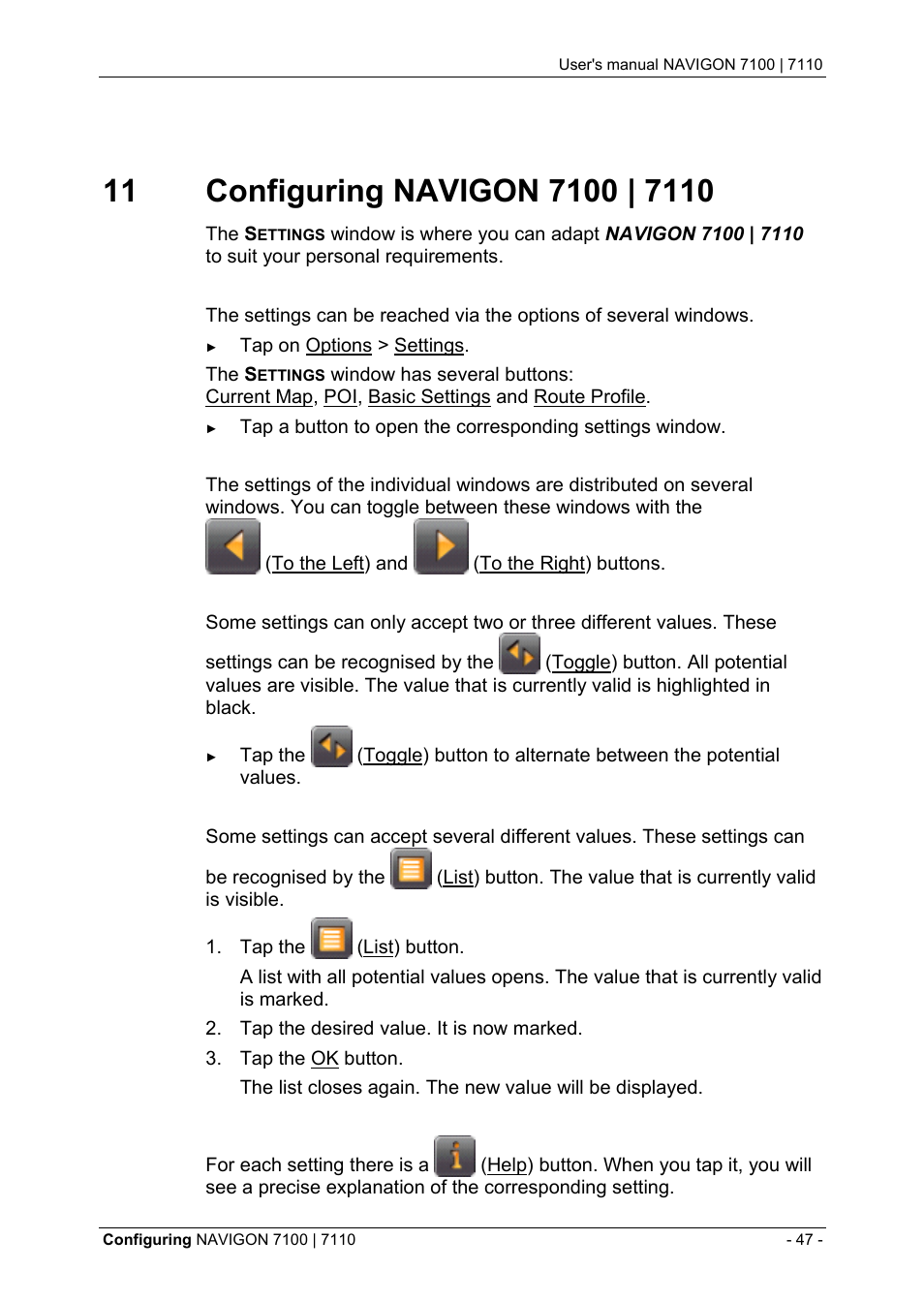 11 configuring navigon 7100 | 7110, Configuring navigon 7100 | 7110, Configuring navigon 7100 | 7110" on | Navigon 7110 User Manual | Page 47 / 60