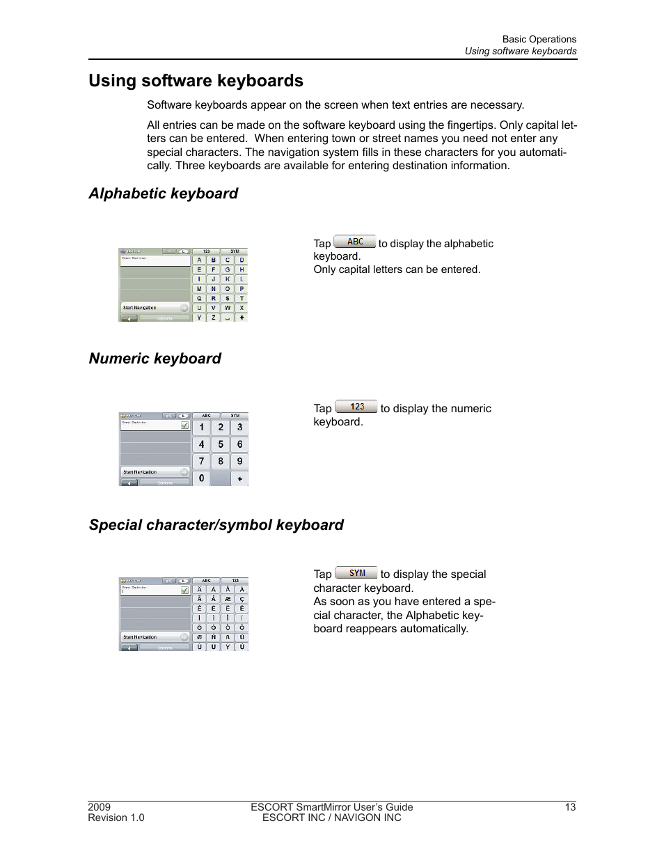 Using software keyboards | Navigon SmartMirror User Manual | Page 19 / 68