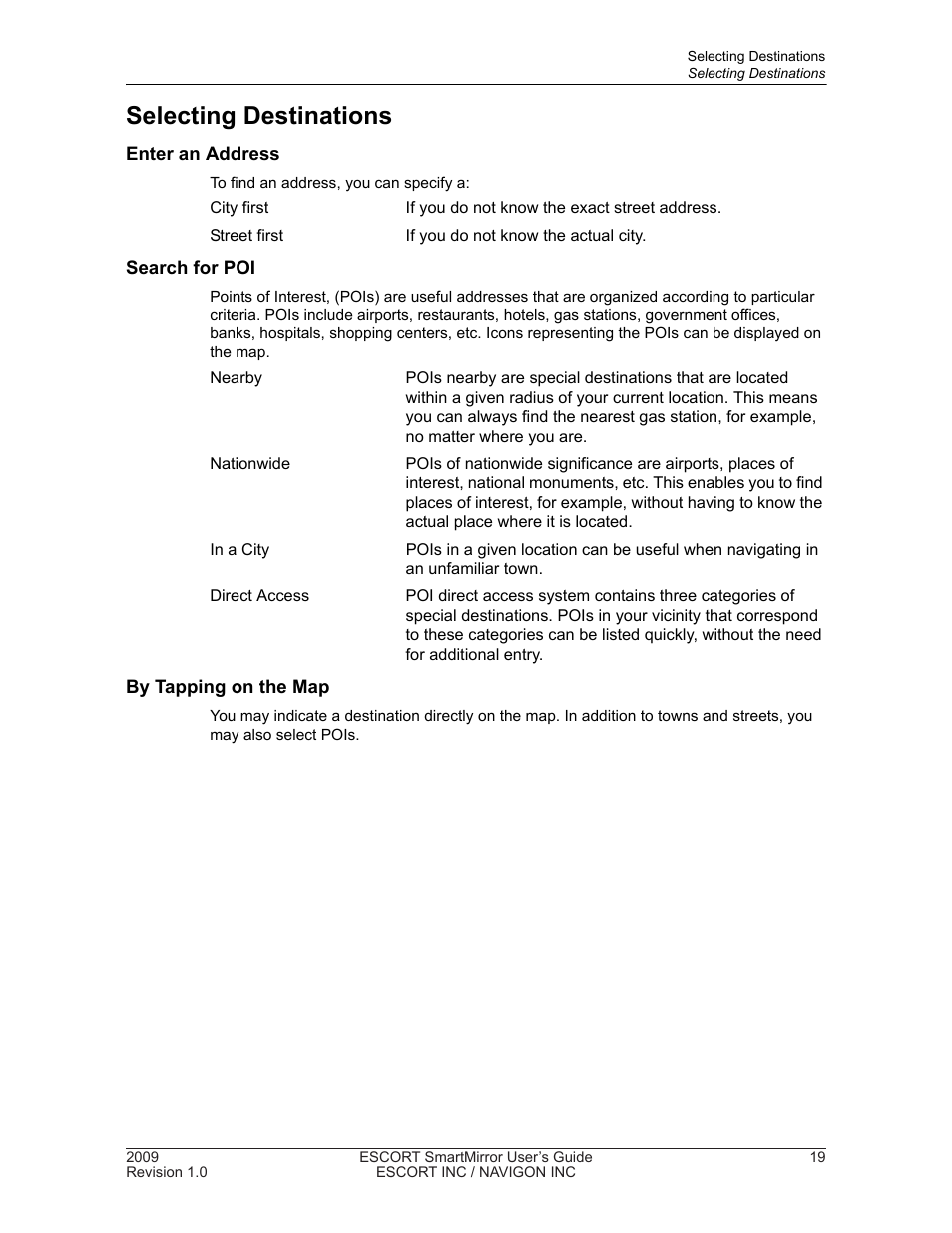 Selecting destinations | Navigon SmartMirror User Manual | Page 25 / 68