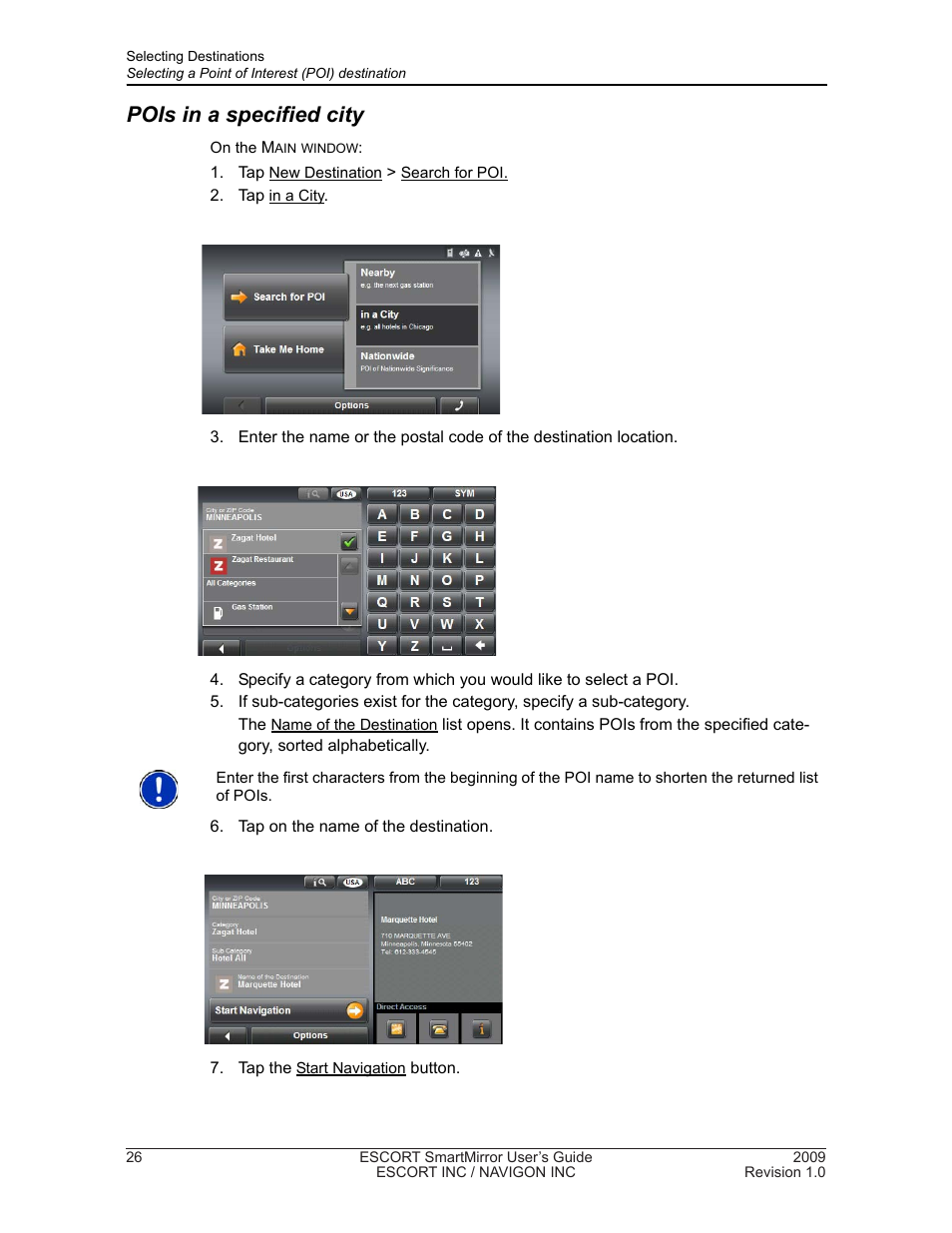 Pois in a specified city | Navigon SmartMirror User Manual | Page 32 / 68