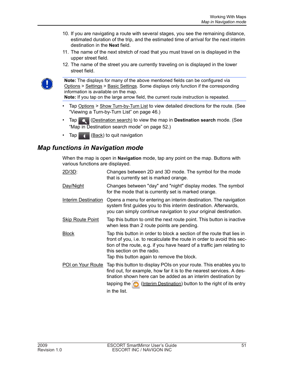 Map functions in navigation mode | Navigon SmartMirror User Manual | Page 57 / 68