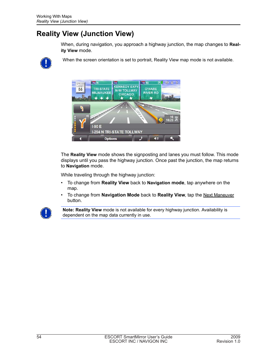 Reality view (junction view) | Navigon SmartMirror User Manual | Page 60 / 68