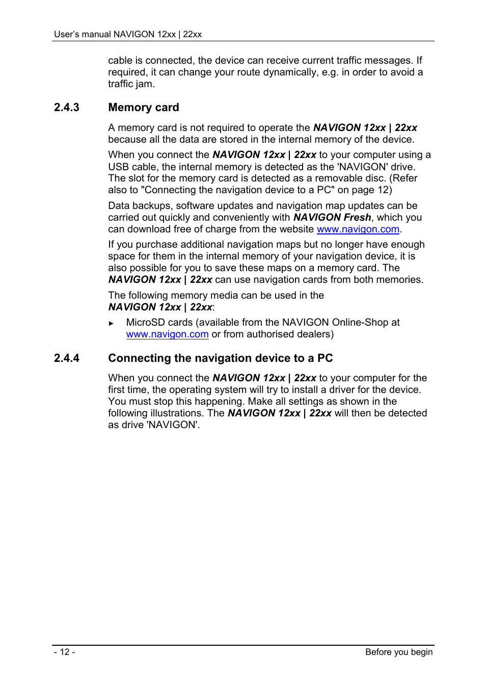 3 memory card, 4 connecting the navigation device to a pc, Tmc antenna | Memory card, Connecting the navigation device to a pc | Navigon 12xx User Manual | Page 12 / 58