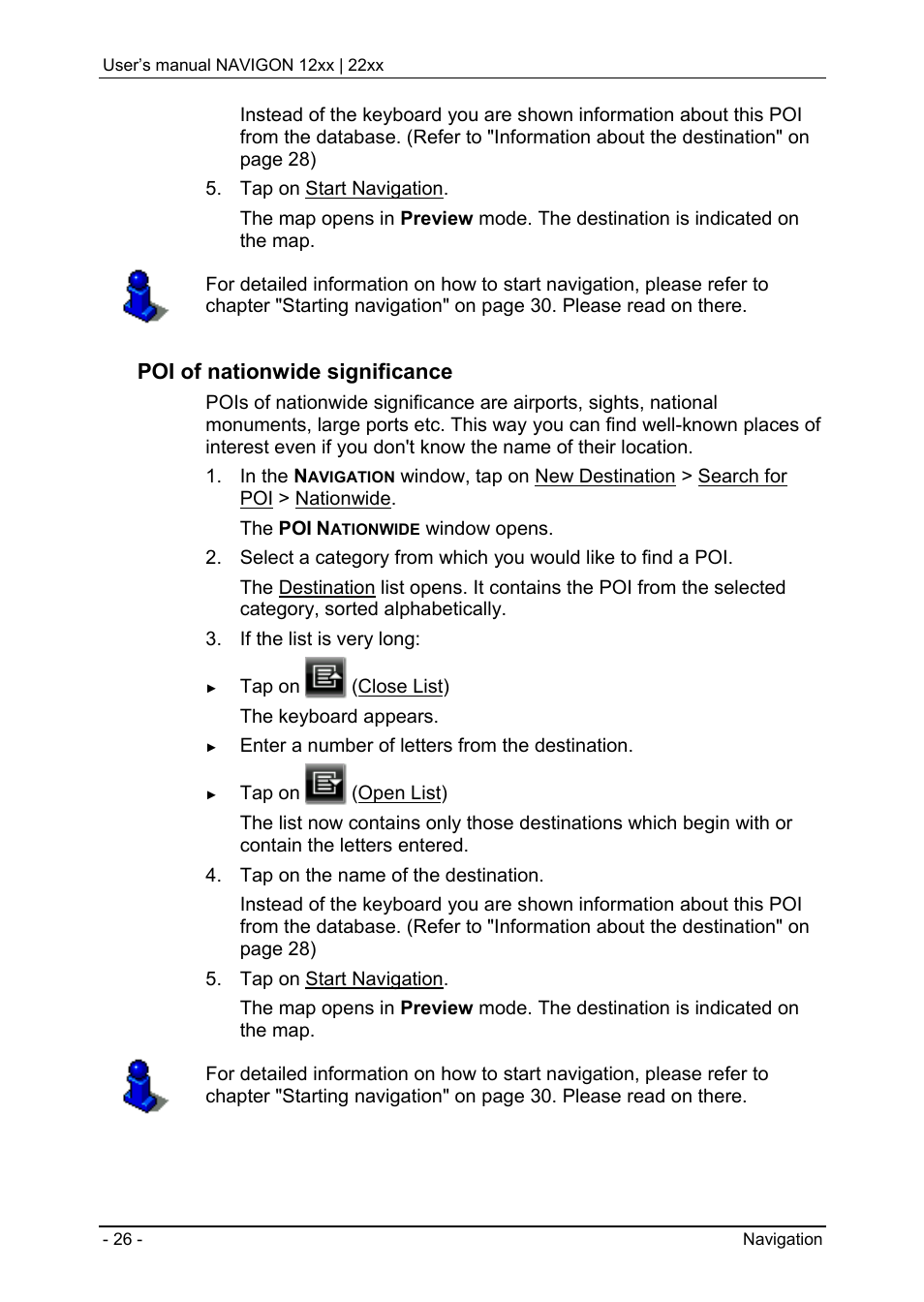 Poi of nationwide significance | Navigon 12xx User Manual | Page 26 / 58