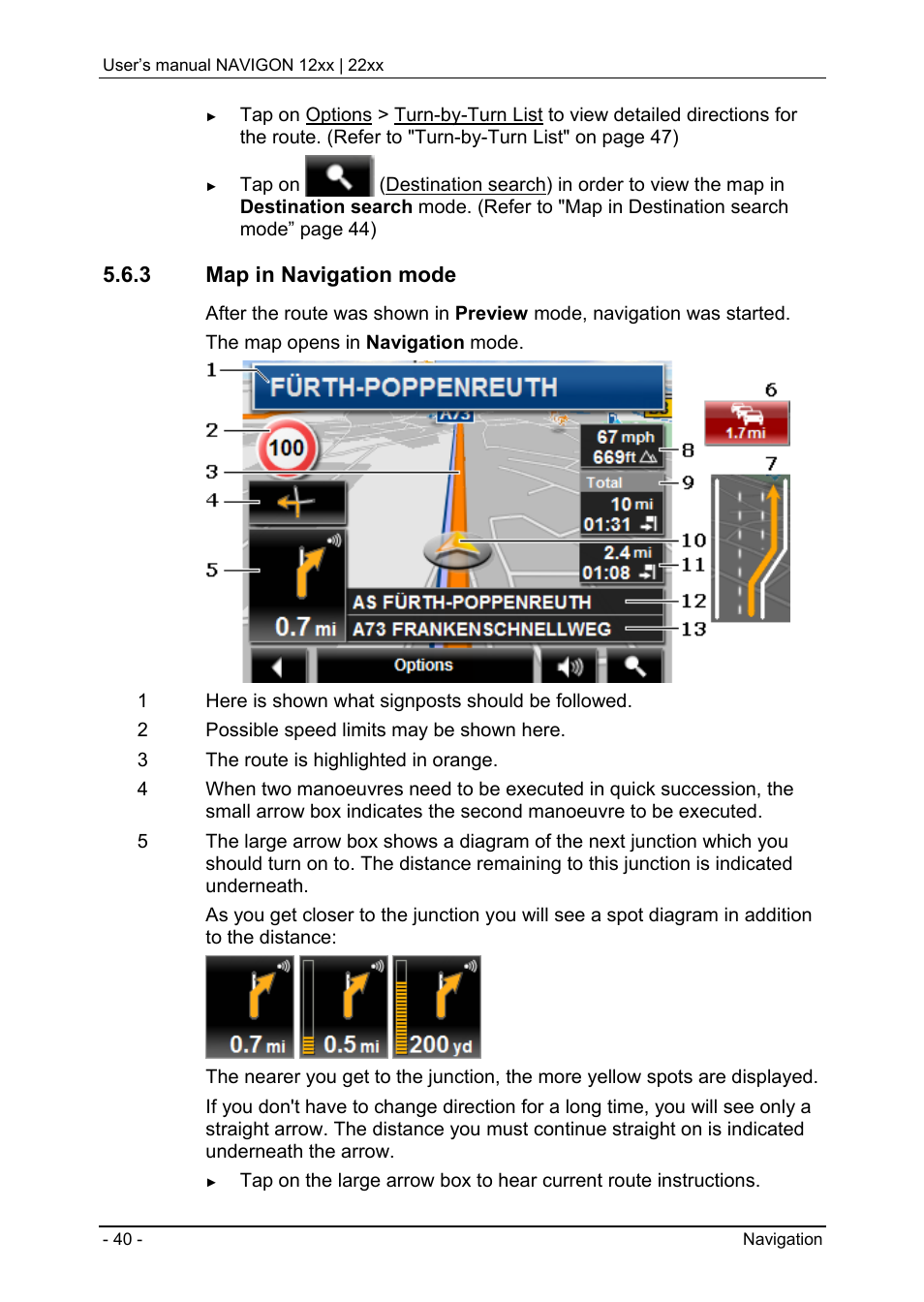 3 map in navigation mode, Working with the map, Selecting the navigation map | Navigon 12xx User Manual | Page 40 / 58
