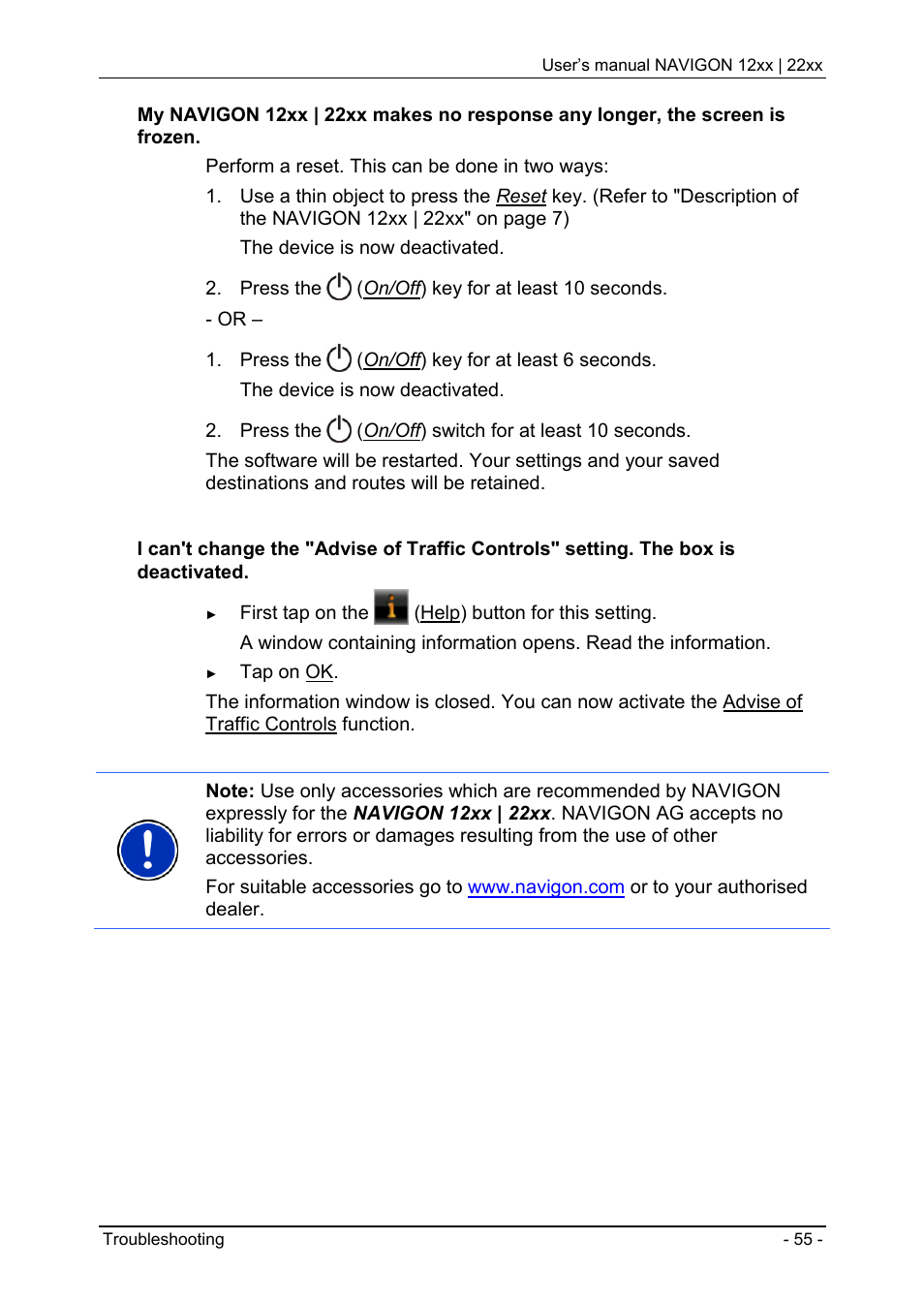 Navigon 12xx User Manual | Page 55 / 58