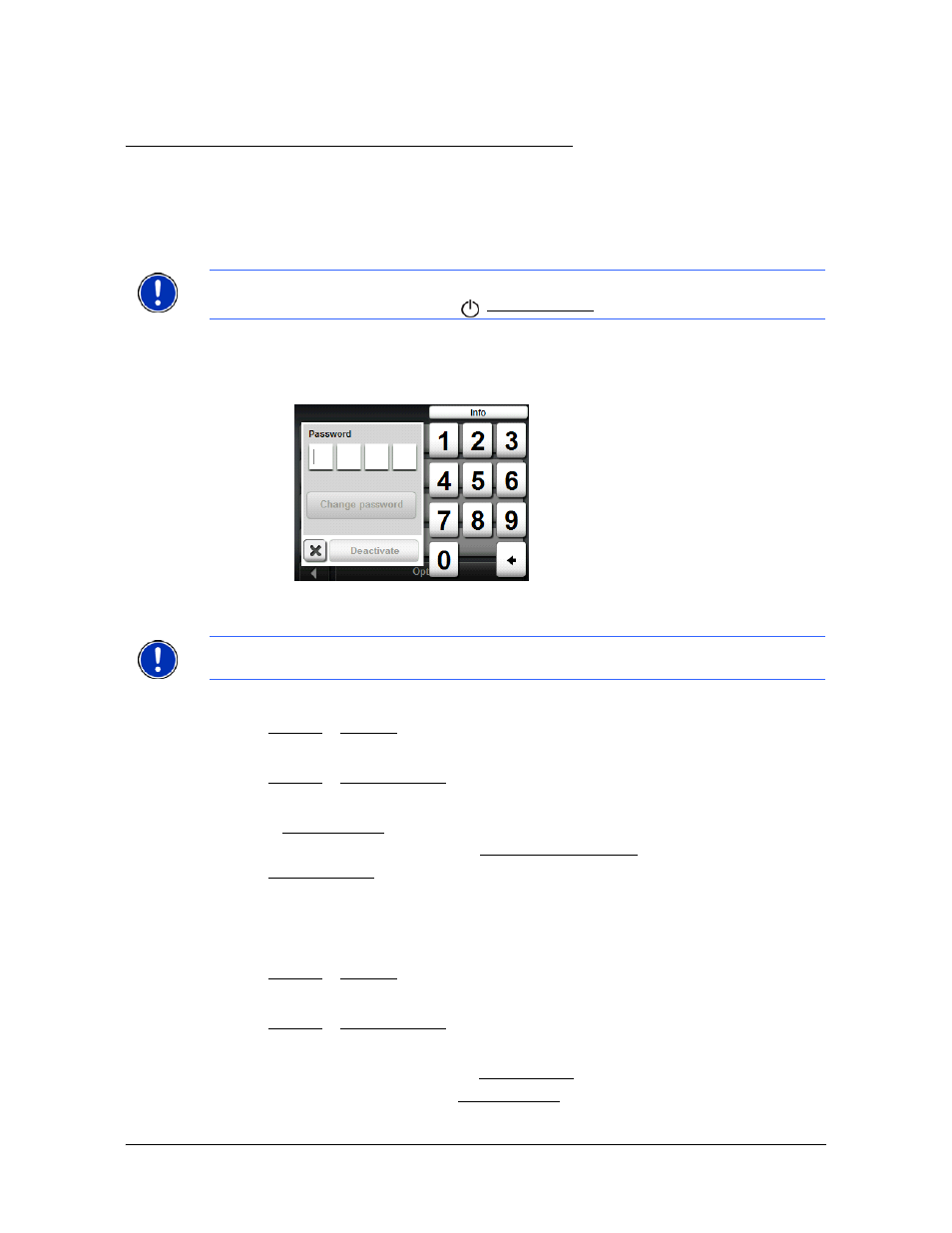 Security, Password protection, The password lock window | Setting a password, Changing a password, Setting a password changing a password | Navigon 5100 User Manual | Page 33 / 98