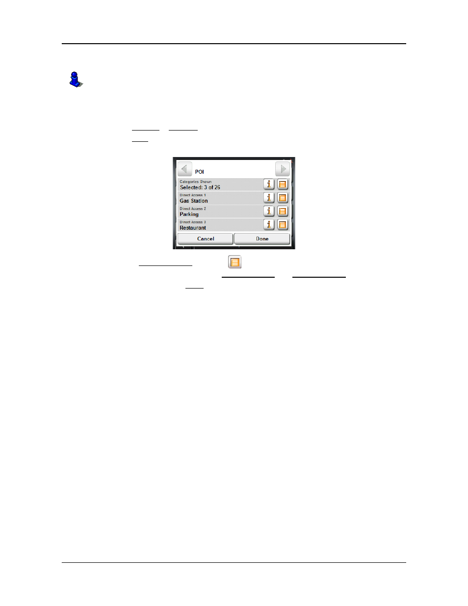 Specify direct access poi categories | Navigon 5100 User Manual | Page 47 / 98