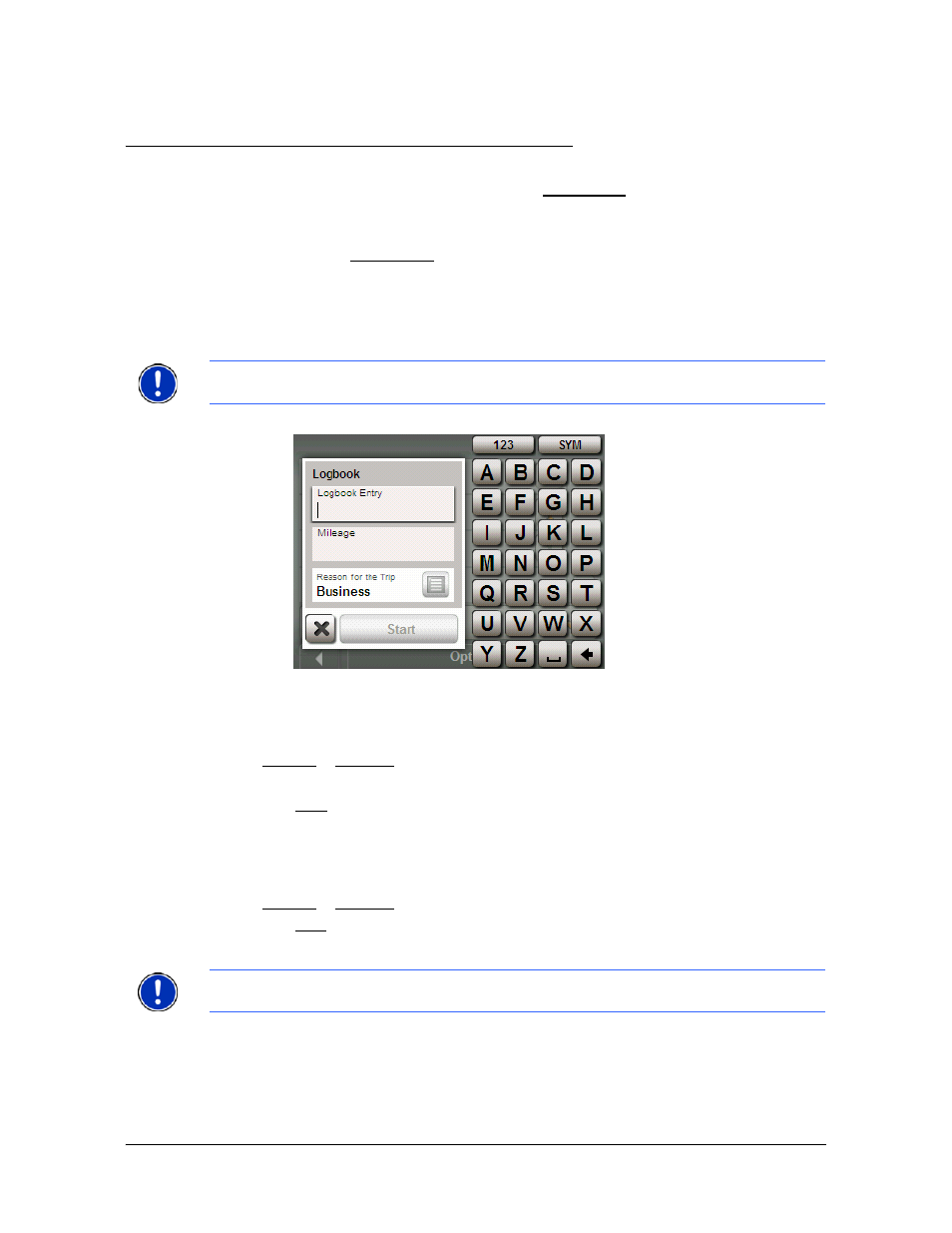 Logbook, Starting a recording, Stopping the recording | Starting a recording stopping the recording | Navigon 5100 User Manual | Page 83 / 98