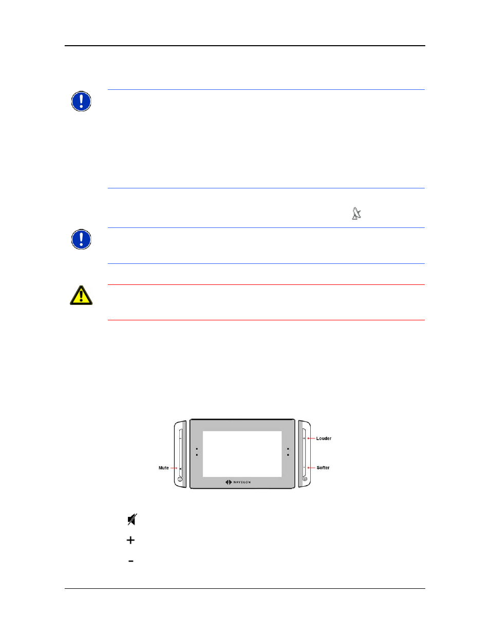 Initializing the gps receiver, Setting the volume, Using hardware keys | Initializing the gps receiver setting the volume | Navigon 8100T User Manual | Page 42 / 182