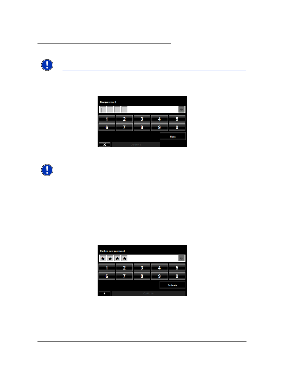 Security, The password window, Setting a password | Security the password window | Navigon 8100T User Manual | Page 49 / 182