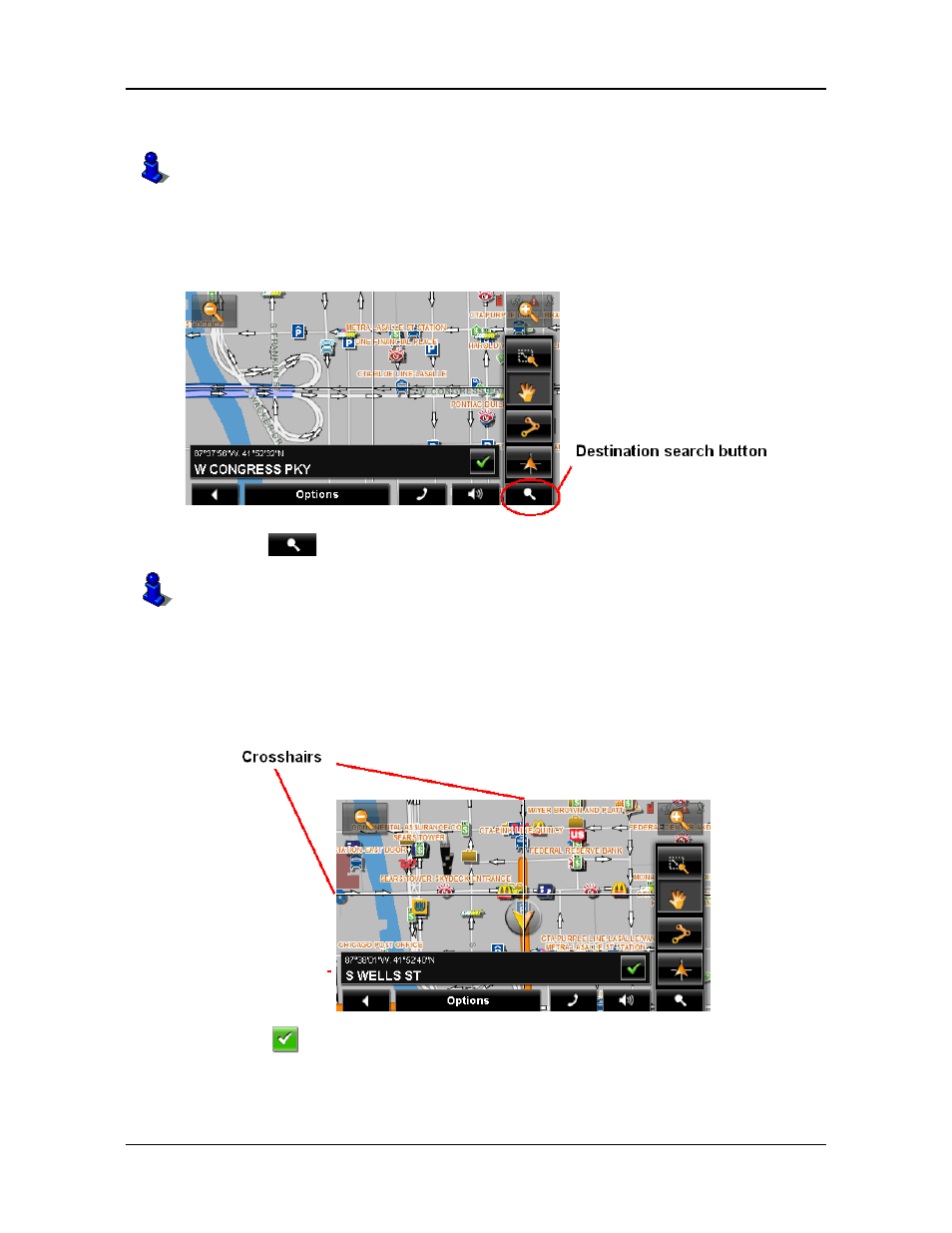 Selecting a destination by tapping the map | Navigon 8100T User Manual | Page 89 / 182