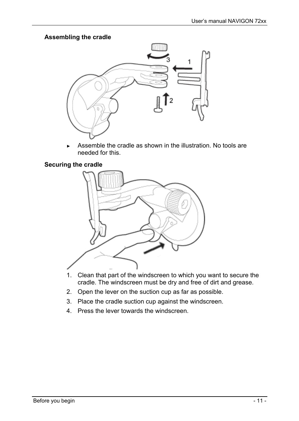 Preparing the navigon 72xx for use, Installing the navigation system in the vehicle | Navigon 72xx User Manual | Page 11 / 67