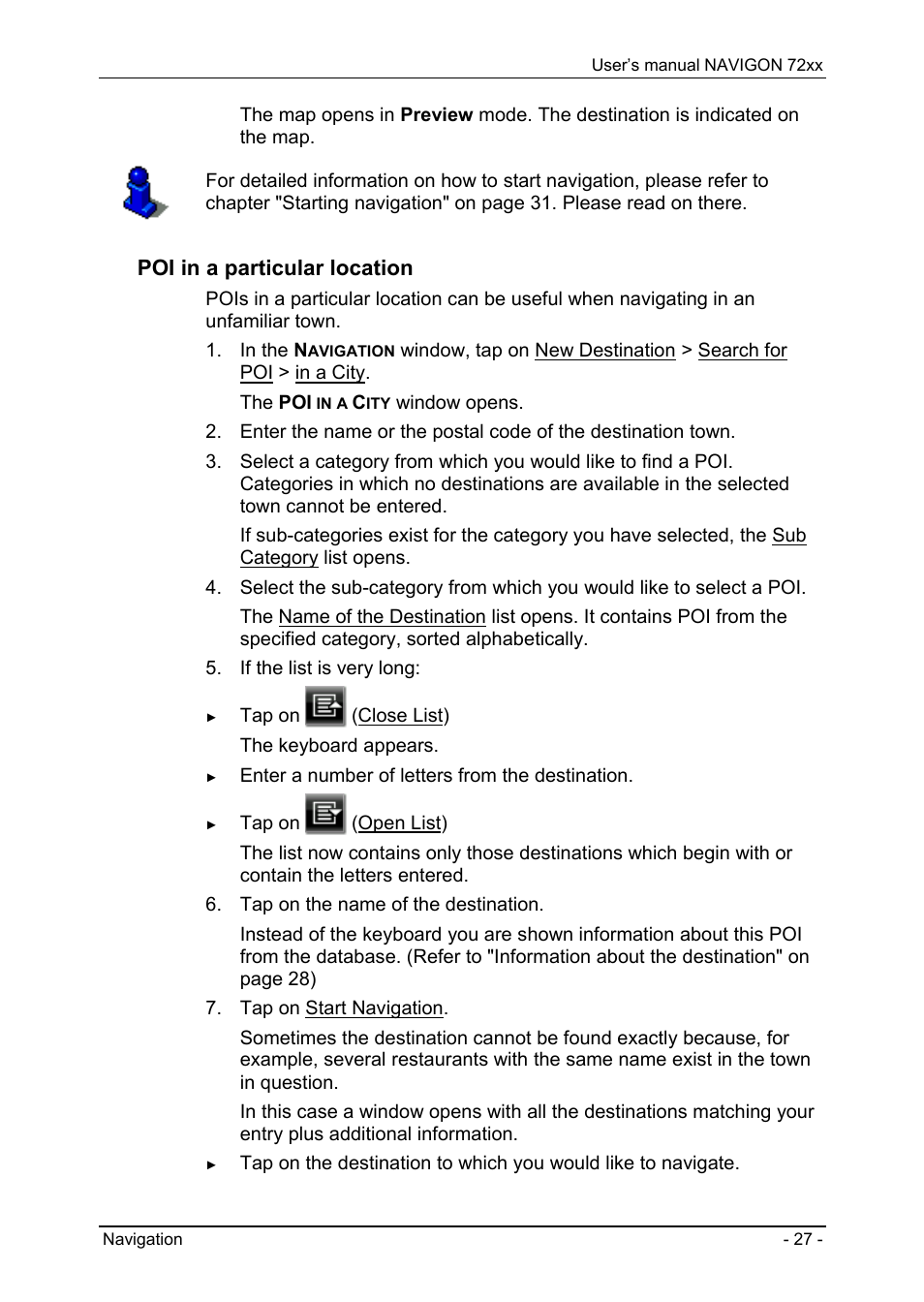 Poi in a particular location | Navigon 72xx User Manual | Page 27 / 67