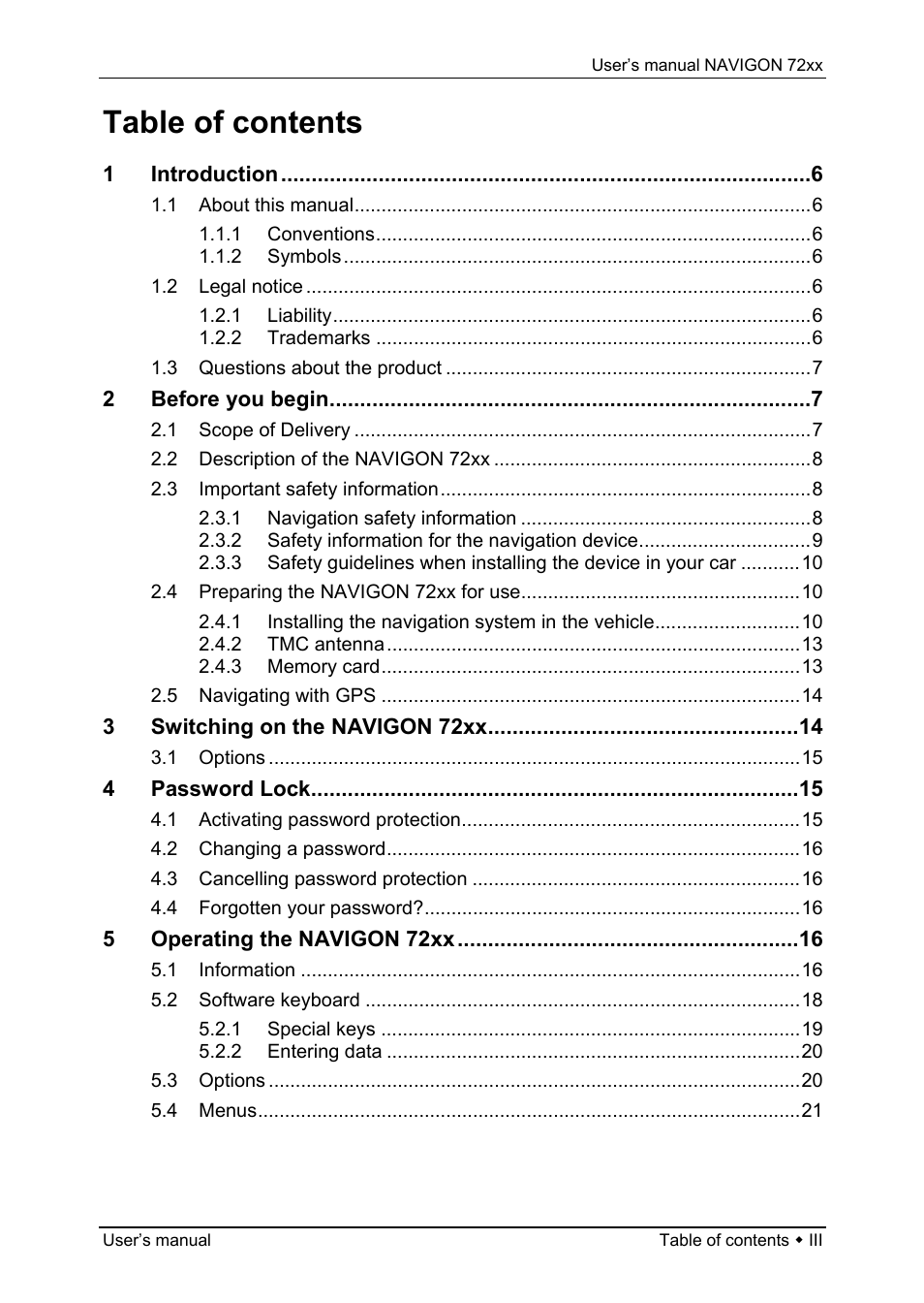 Navigon 72xx User Manual | Page 3 / 67