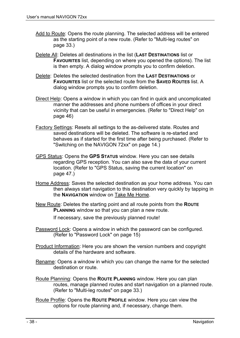 Calculating and displaying routes, Simulating routes, Starting navigation | Navigon 72xx User Manual | Page 38 / 67