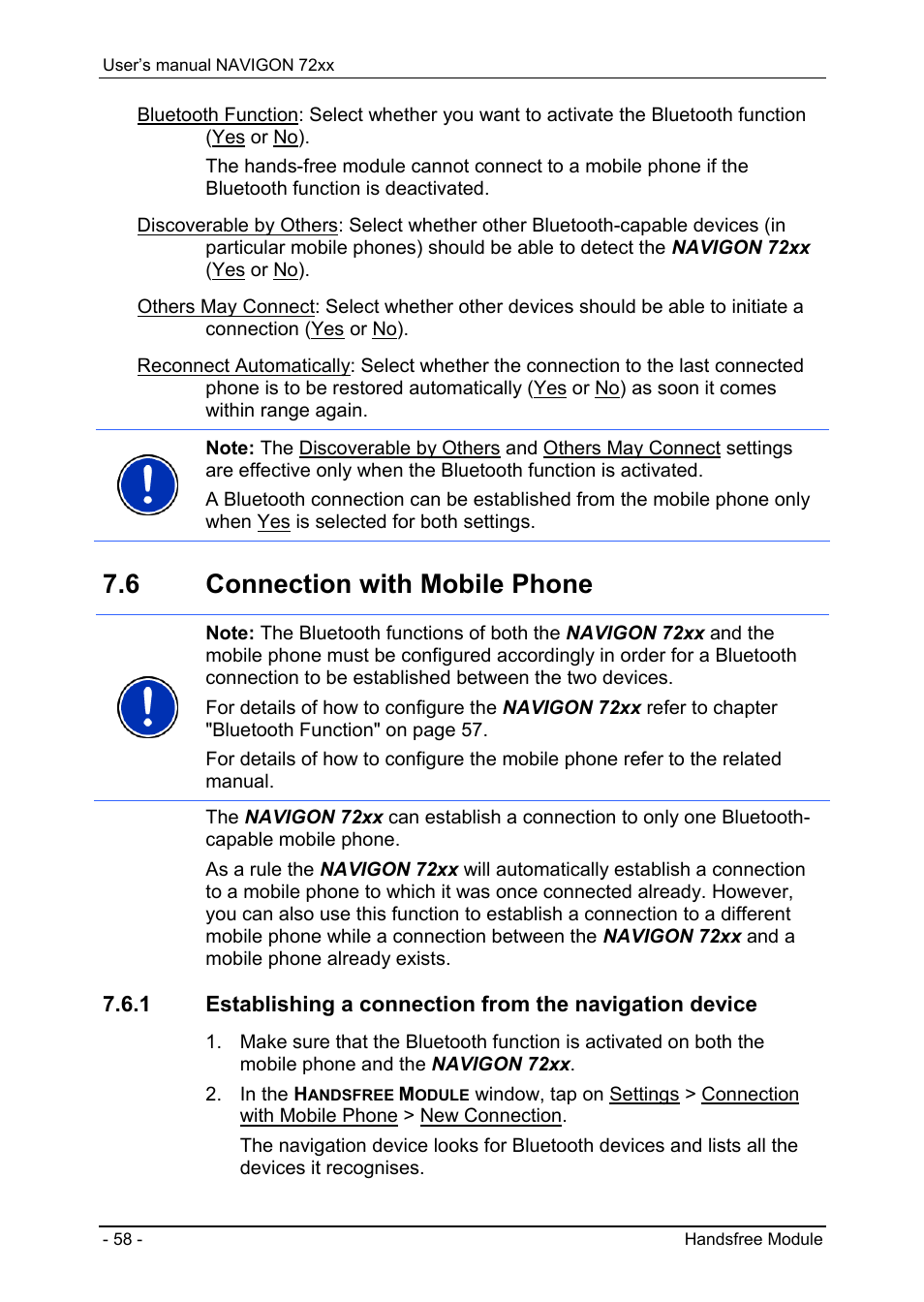 6 connection with mobile phone, Taking a call, Making a call | Dialling a telephone number, Dialling a speed call number, Calling a contact from the phone book | Navigon 72xx User Manual | Page 58 / 67