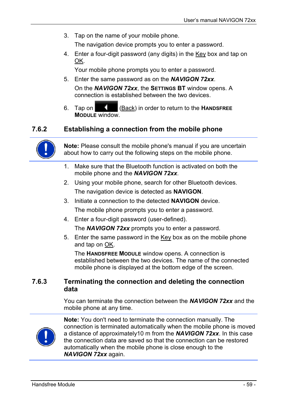 2 establishing a connection from the mobile phone, Transferring a call from your mobile telephone, During a call | Navigon 72xx User Manual | Page 59 / 67