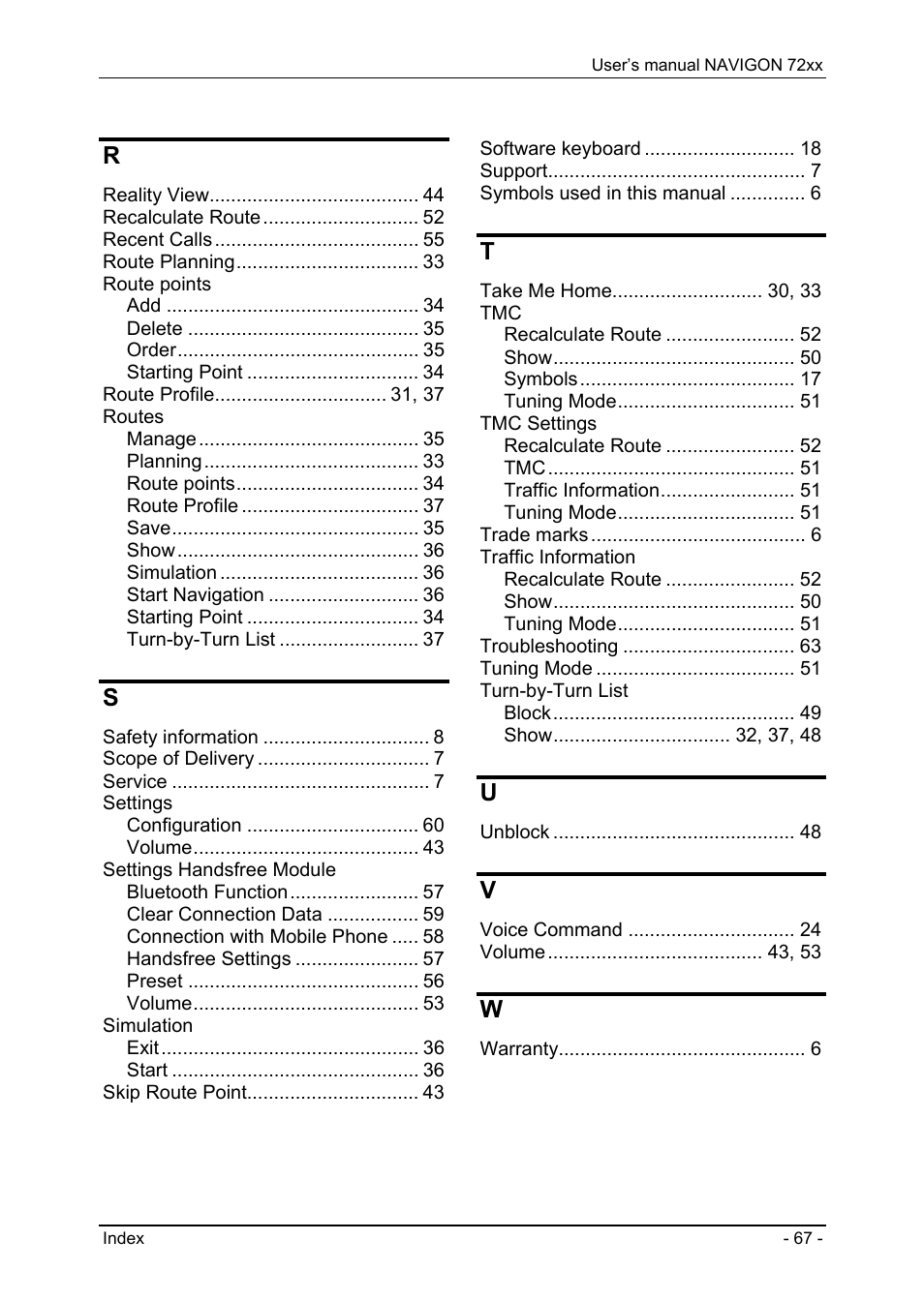 Identification and serial number, Declaration of conformity, Troubleshooting | Navigon 72xx User Manual | Page 67 / 67