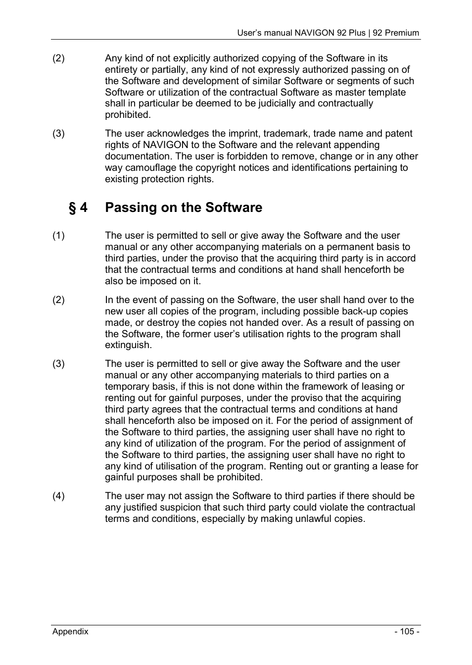4 passing on the software | Navigon 92 PREMIUM User Manual | Page 105 / 113