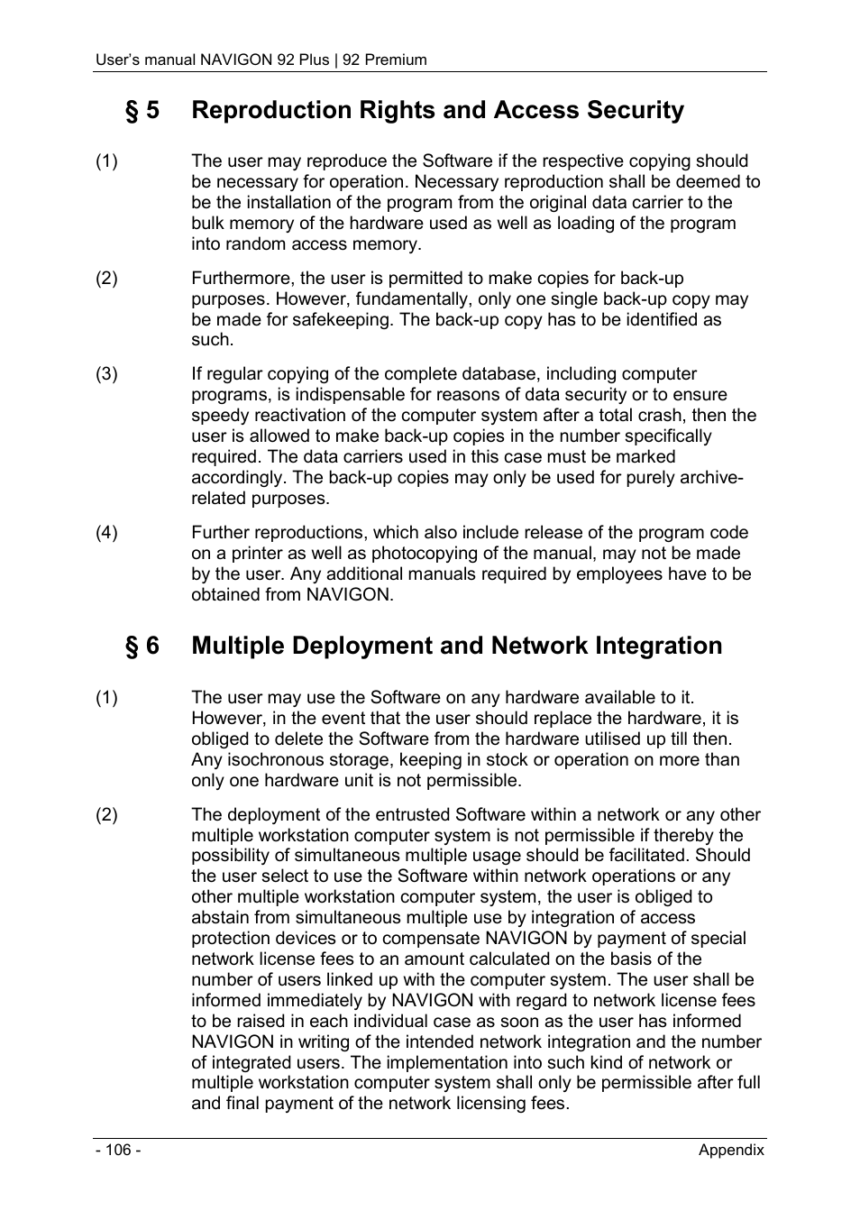 5 reproduction rights and access security, 6 multiple deployment and network integration | Navigon 92 PREMIUM User Manual | Page 106 / 113