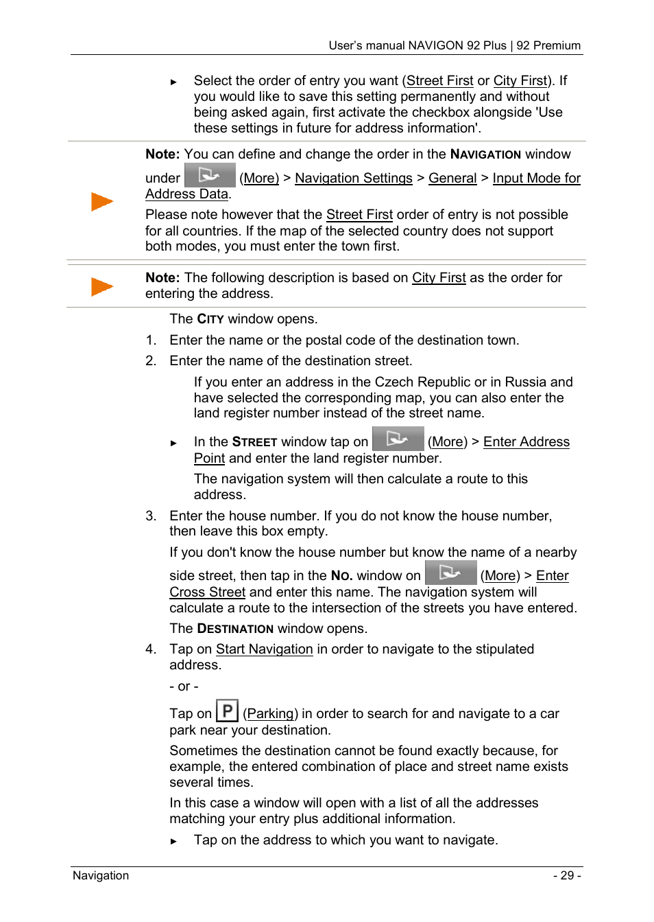 Navigon 92 PREMIUM User Manual | Page 29 / 113