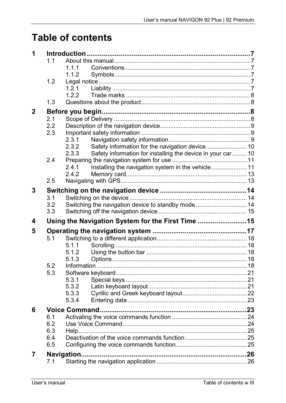 Navigon 92 PREMIUM User Manual | Page 3 / 113
